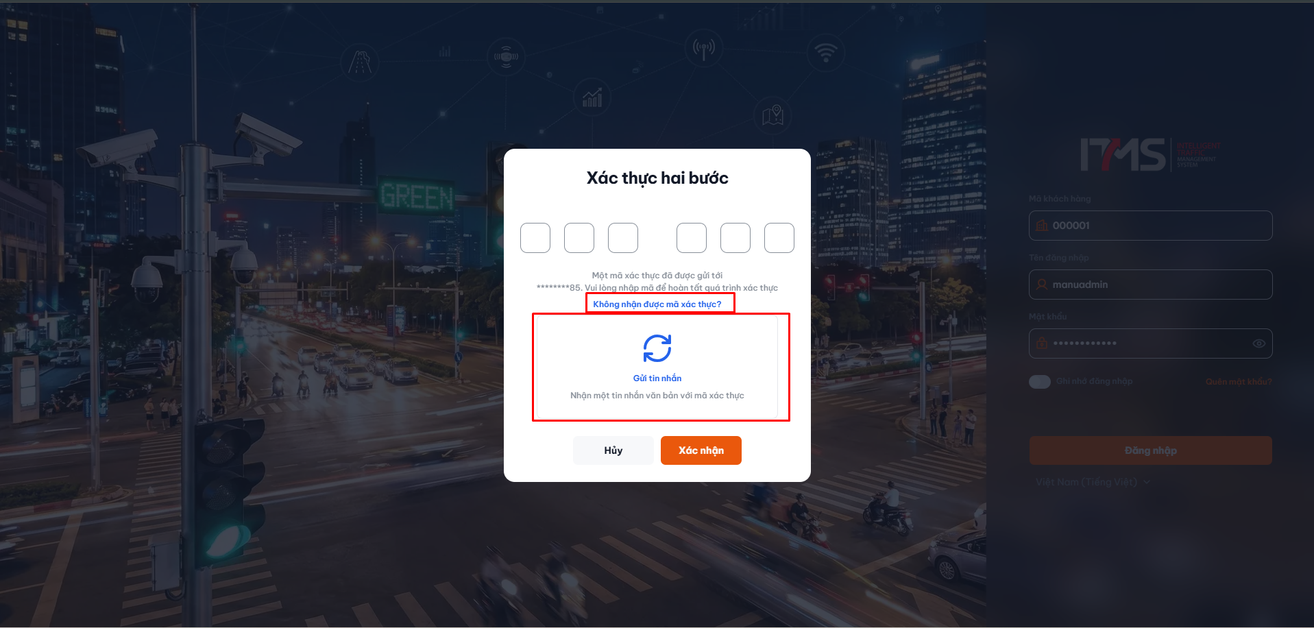 Màn hình gửi lại tin nhắn SMS