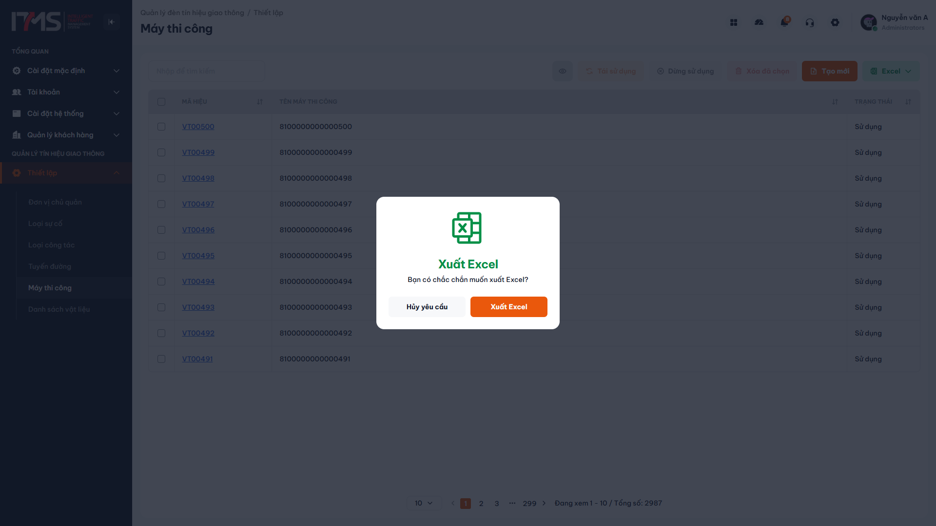 Kích hoạt xuất file Excel thành công