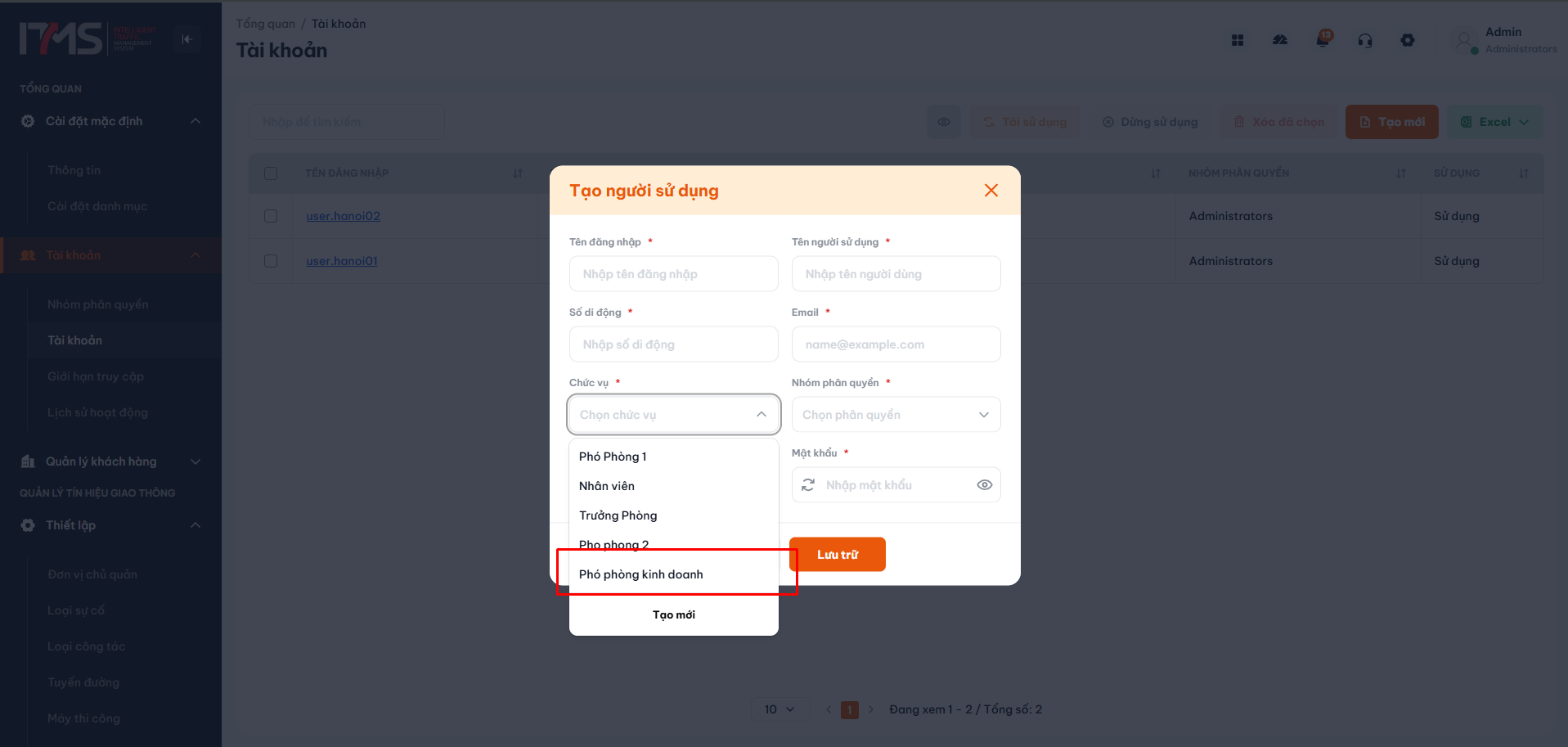 Danh mục mới hiển thị ngay trong danh sách chọn của Form