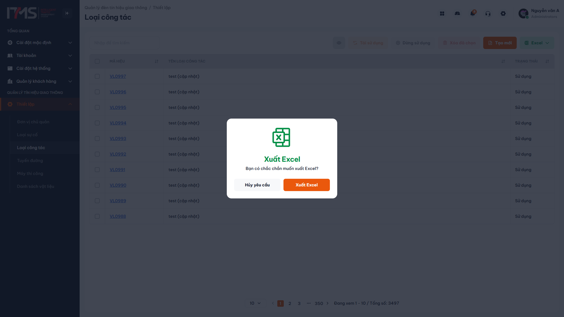 Kích hoạt xuất file Excel thành công